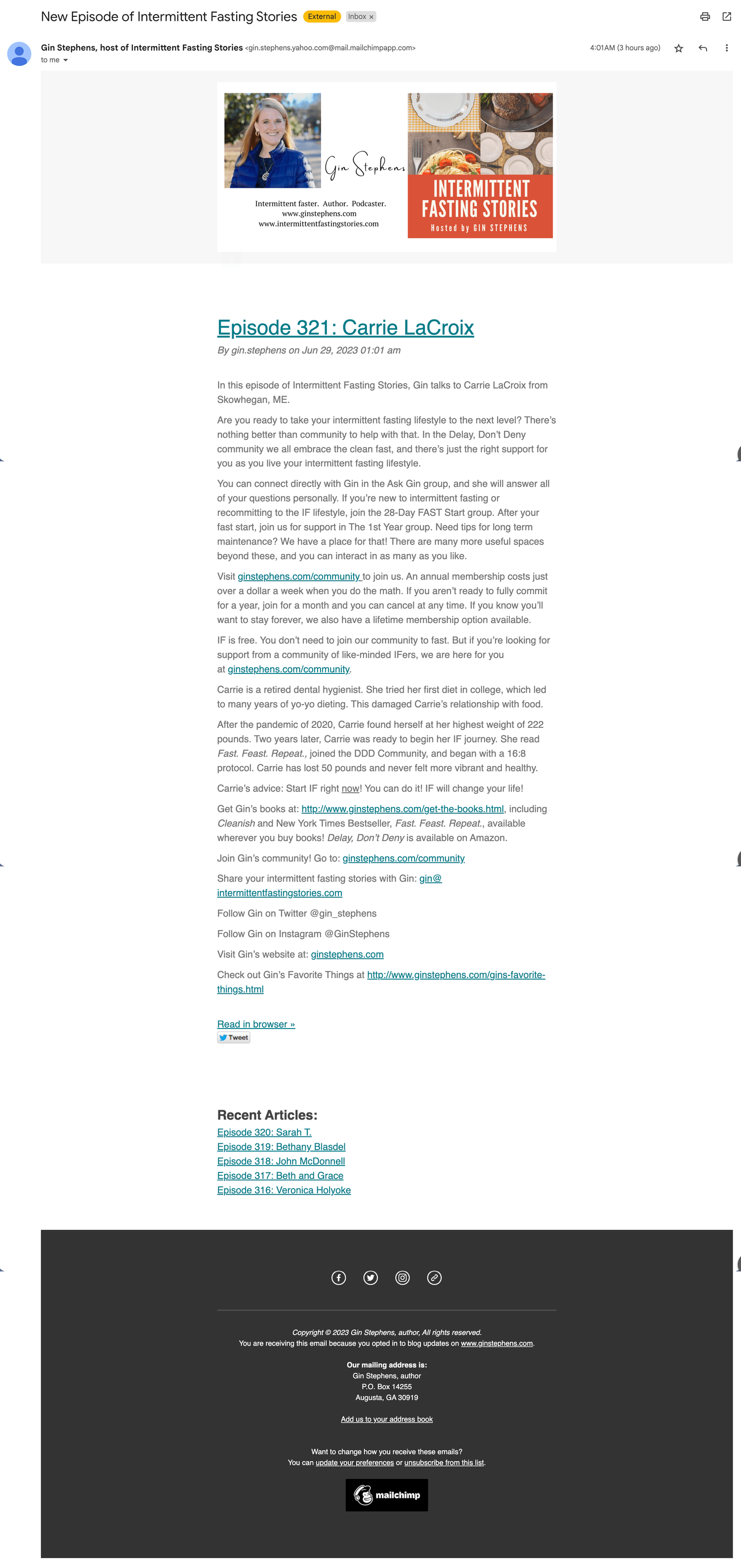 Intermittent Fasting Stories newsletter