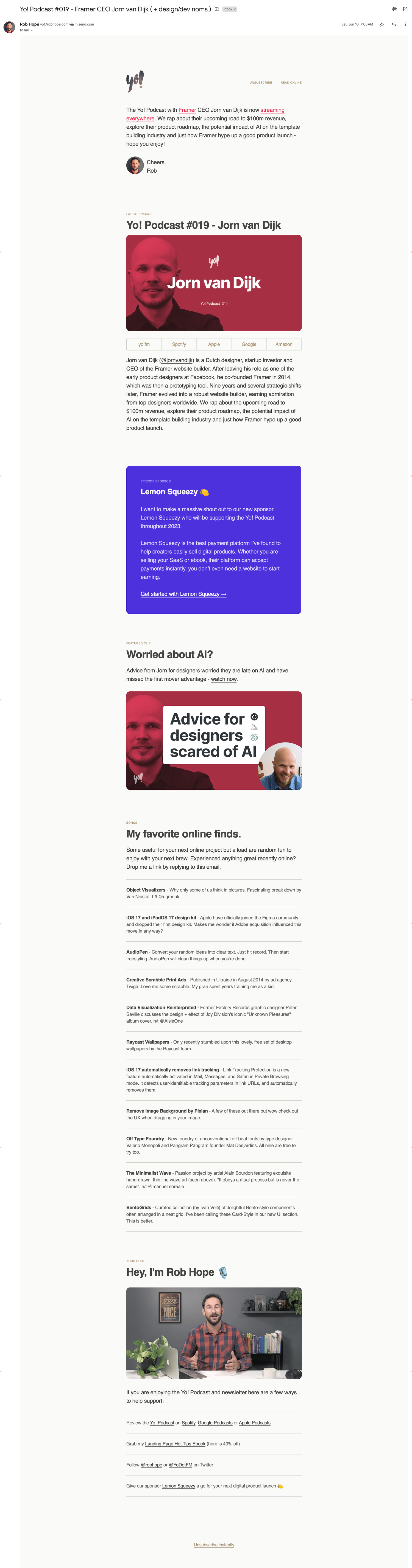 Yo! Podcast newsletter