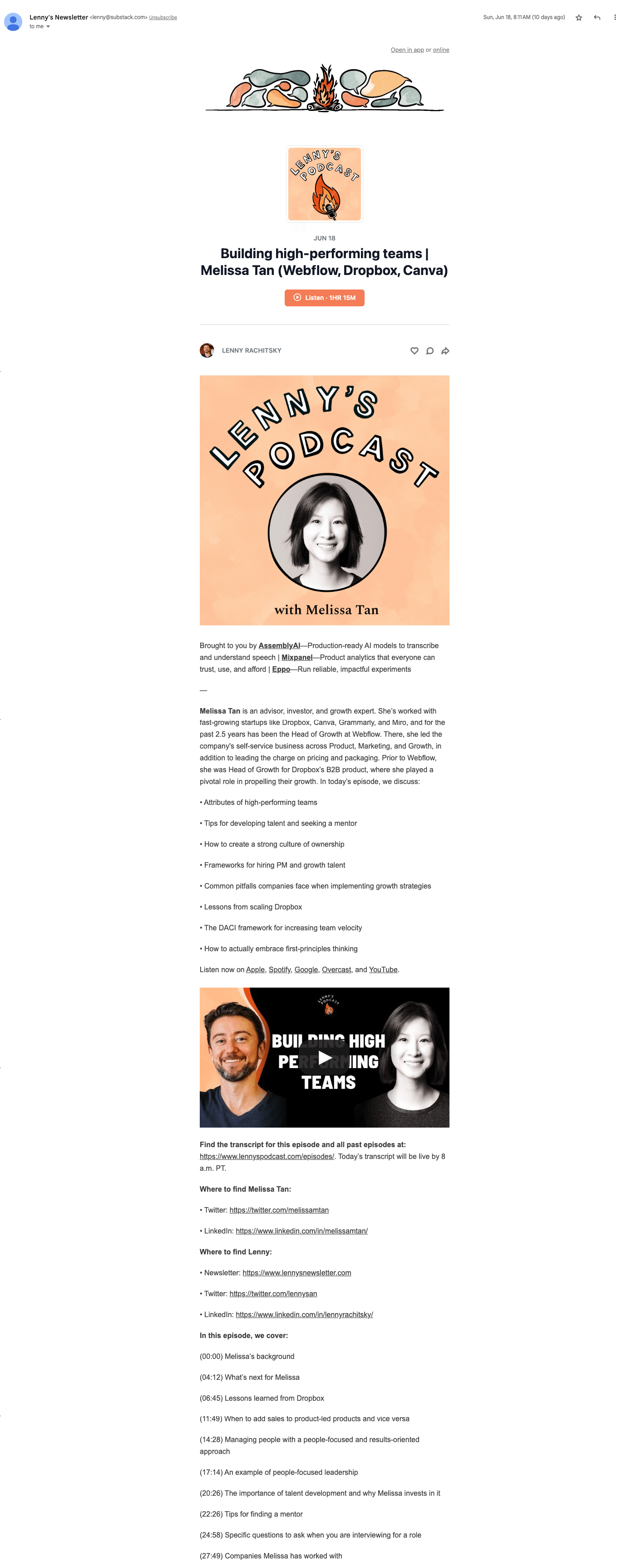 Lenny's Podcast newsletter
